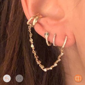 14k gold and red eyes   diamond snake earring one